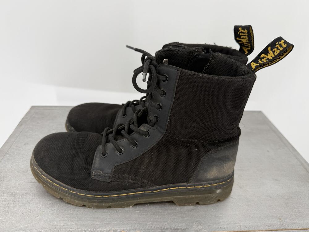 Dr. Martens Combs Y Unisex Black Nylon Lace Up Side Zip Combat Boots M5/W6